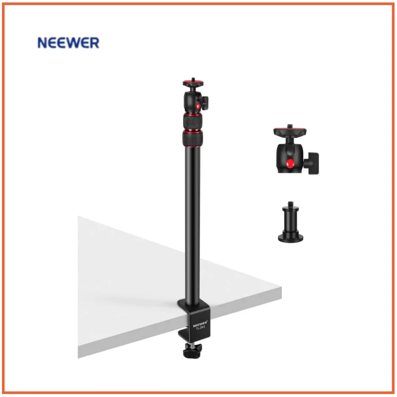 

NEEWER Camera Desk Mount with Phone Holder & 360° Ball Head 43-102cm Telescopic C Clamp Table Light Stand 1/4"Screw for Camera