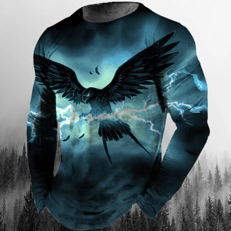 Eagle Pattern 3D Print T-Shirts Men Woman Retro Long Sleeve Hip Hop T Shirt Streetwear Harajuku Pullovers Tees Top Kids Clothing