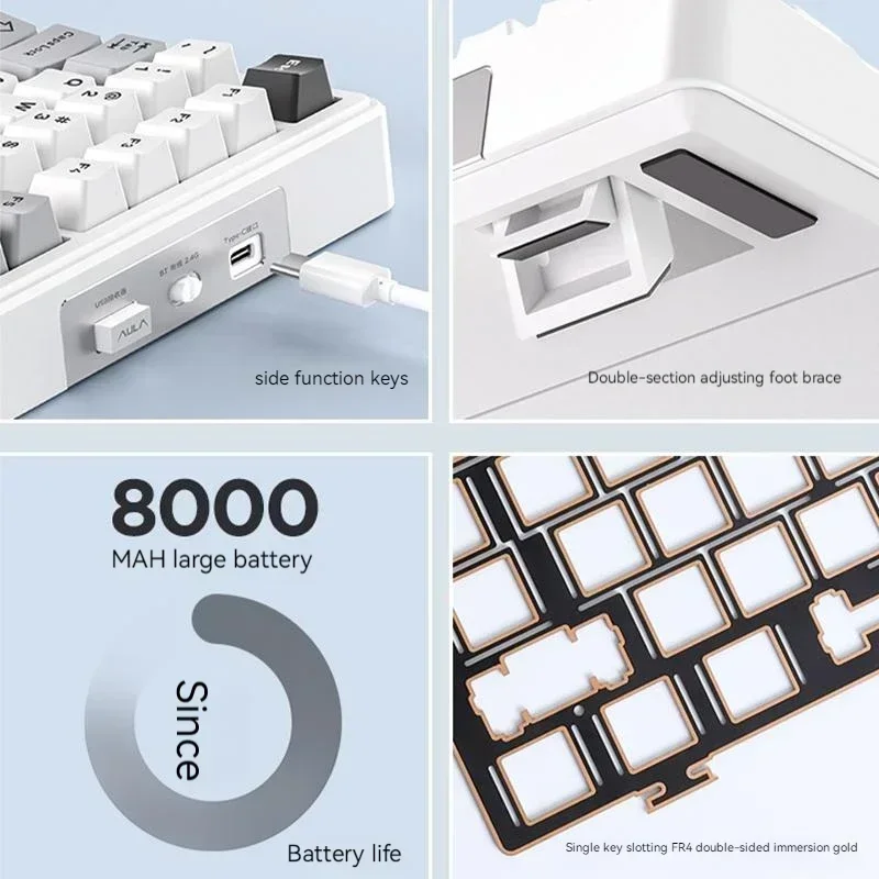 Imagem -04 - Junta de Teclado Mecânico Pbt Hot Plug Modo 99 Keys Teclado de Jogos Personalizado Bluetooth 5.0 2.4g sem Fio com Fio Aula-f99