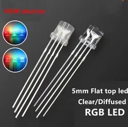 20pcs 5mm flat full-color RGB transparent sharing mist Yang Yin highlight red, green and blue leds F5 trichromatic lamp bead