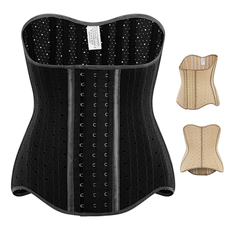 Latex Waist Trainer for Women 19 Spiral Steel Boned Underbust Waist Cincher Corset Bustiers Sport Girdle Hourglass Body Shaper