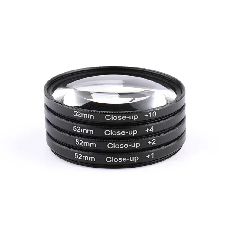 Close-Up Lens +1+2+4+10 Diopter Four-Piece Set, Macro Lens Focusing Filter Comes with Nylon Bag, Photography Accessories