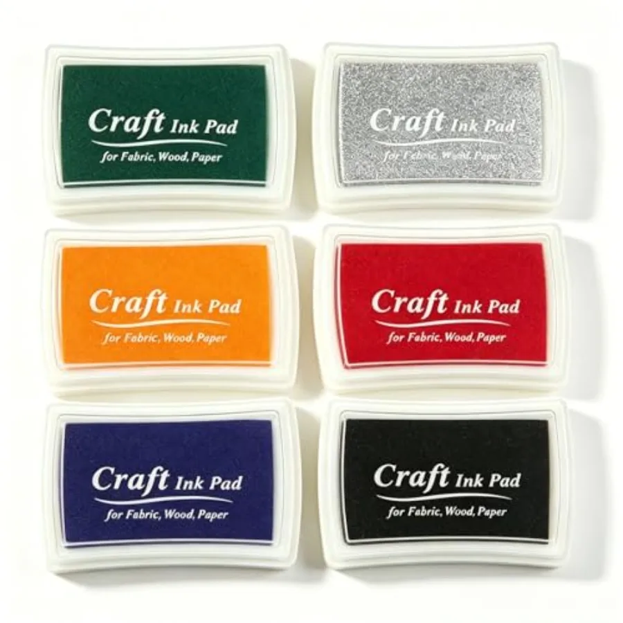 6 Pcs Craft Ink Pad, Washable Ink Pads for Multicolor Ink Pads for Rubber Stamps, Paper, Scrapbooking, Wood Fabric, 6 Unique