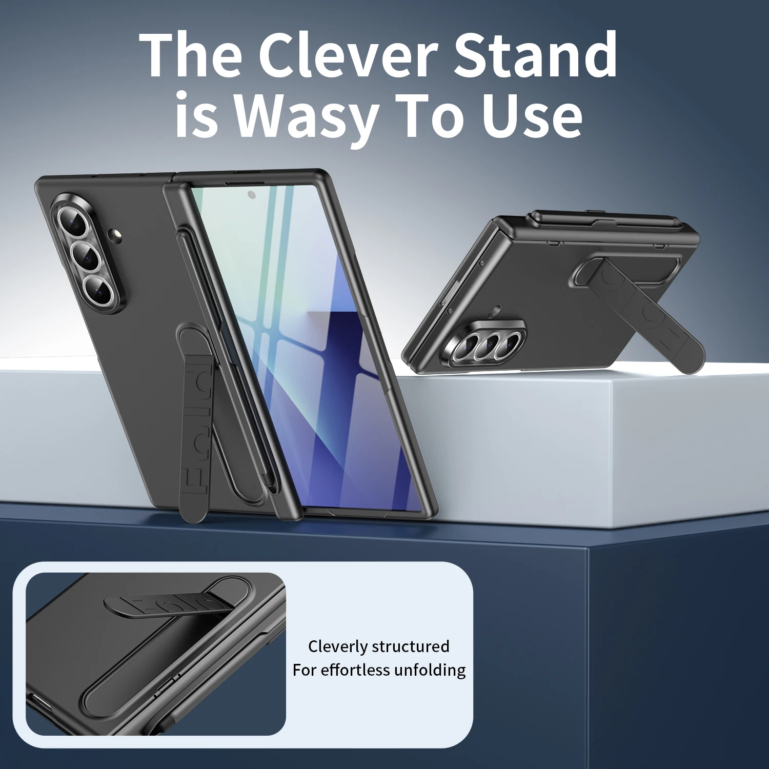 Compatible with Samsung Z Fold8 Ultra/Fold7/Fold6/Fold5/Fold4/Fold3/W26 with Stand, Tempered Glass Screen Protector, Hinge Prote