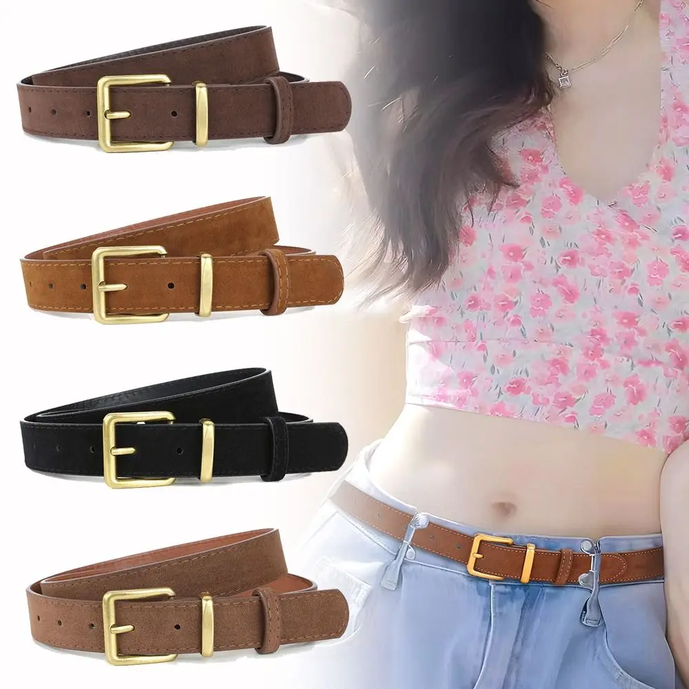 Trendy Pin buckle Suede Leather Belt Luxury Design Casual Business Waist Belt Retro Waistband For Women