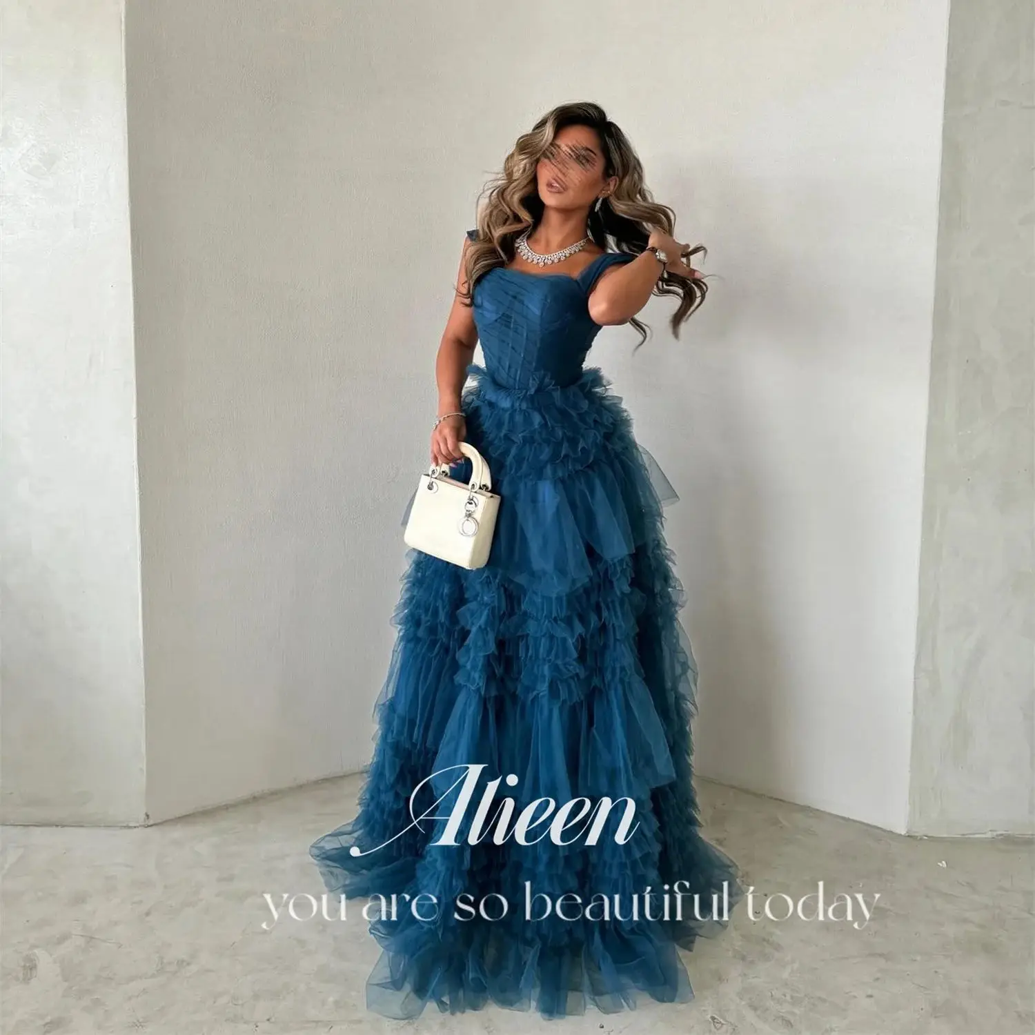 

Aileen Multi-layer Wedding Party Dress فساتين سهرة Elegant Gowns Blue Luxurious Women's Evening Dresses Special Occasions A-line