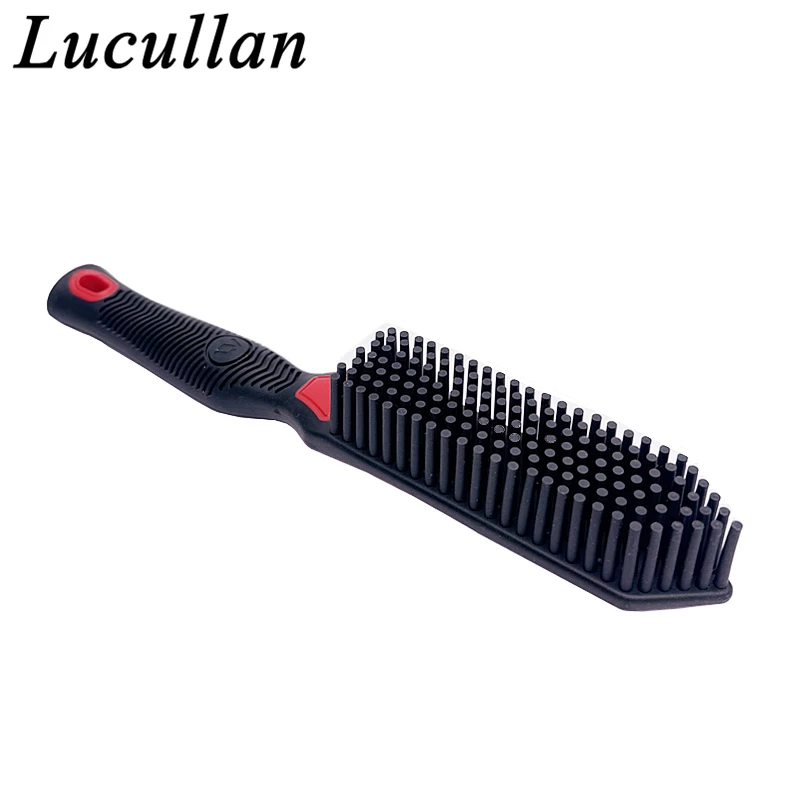 Lucullan Professional Rubber Pet Hair Removal Brush Triangular Wedge Tip - Rubber Bristles to Trap and Remove Hair