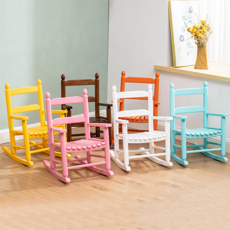 Children Rocking Chair Wooden Colorful Home Furniture Nordic Style Kids Chairs For Living Room DIY Chairs