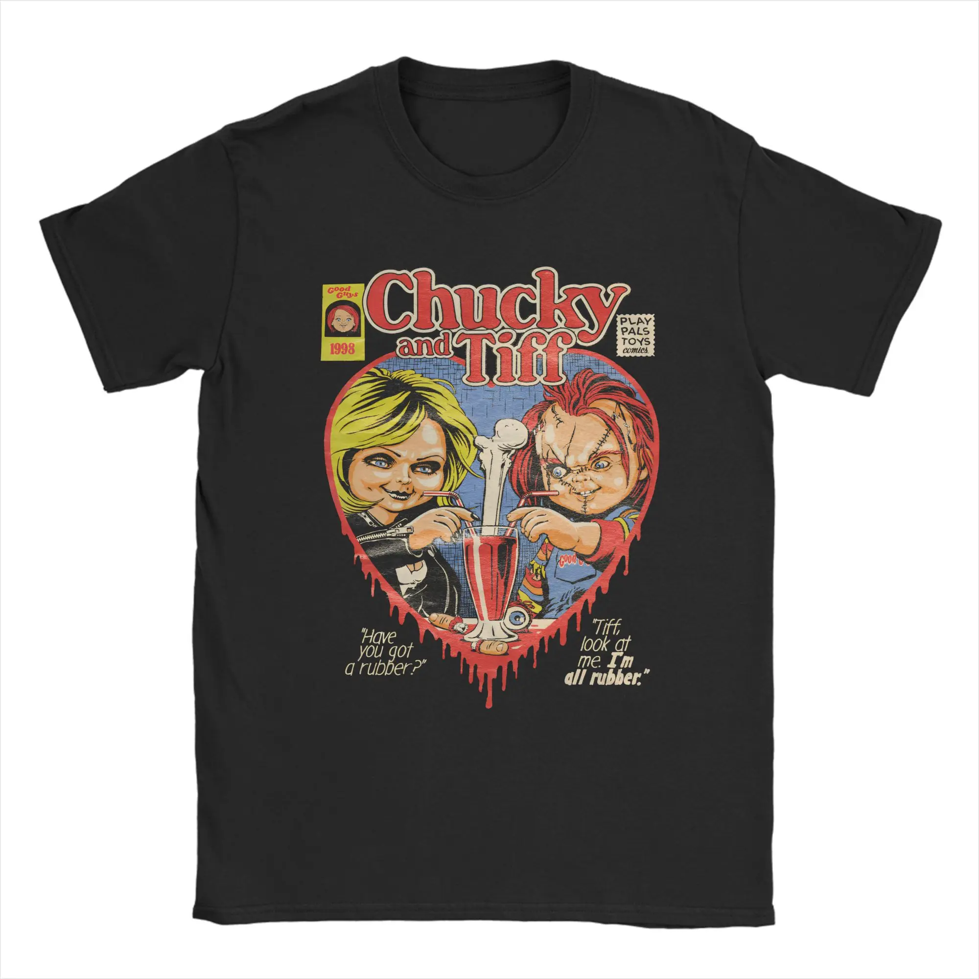 Camiseta de Horror Chucky y Tiffany, camisetas Hippie, camisetas Vintage de manga corta, ropa de gran tamaño de algodón con cuello redondo para verano