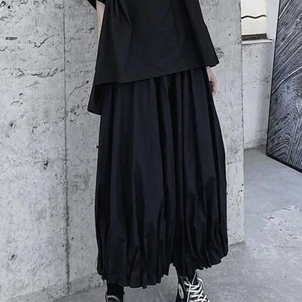 Été nouveaux hommes couleur unie jambe large lanterne jupe pantalon rétro mode tendance décontracté Simple ample respirant Niche hommes bas