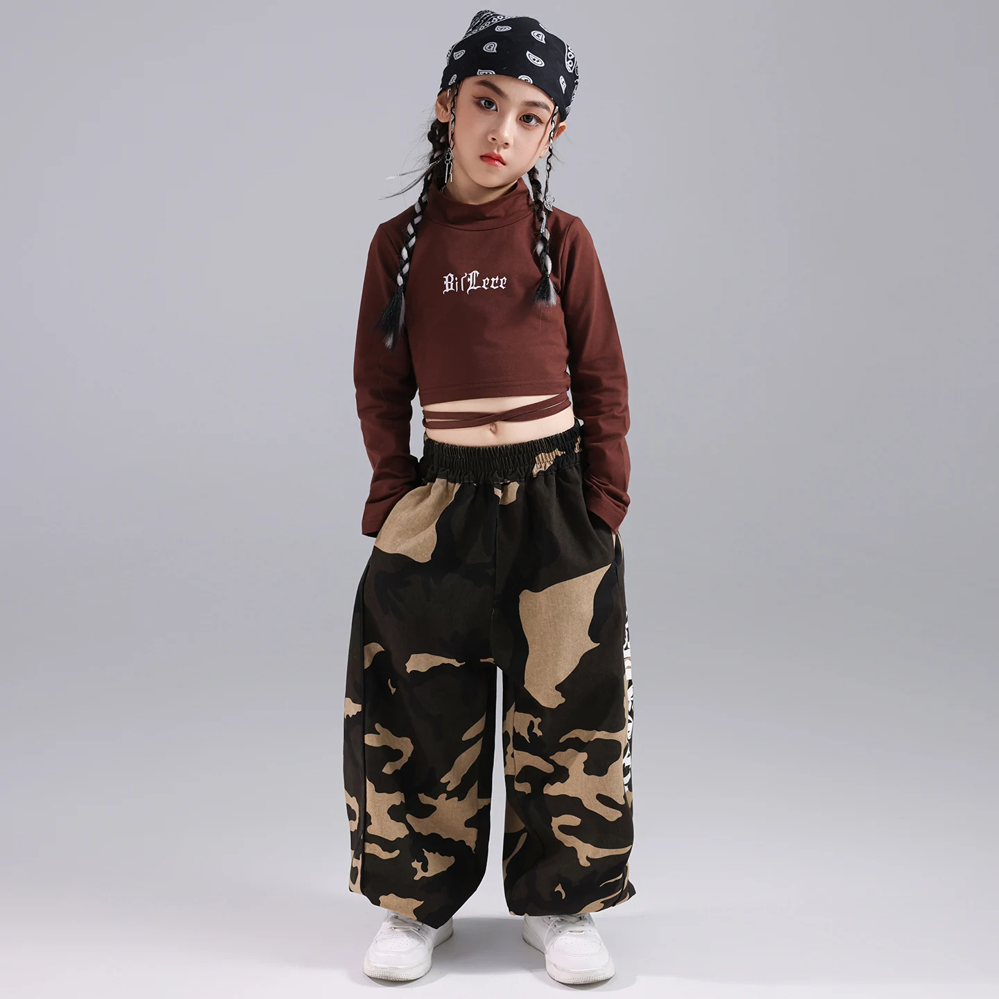 2025 أزياء رقص الجاز الحديثة للفتيات المحاصيل القمم السراويل فضفاضة الشارع الشهير الأطفال الهيب هوب الرقص أداء الملابس DQS21185