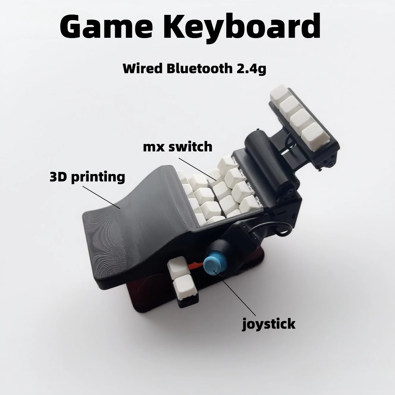 لوحة مفاتيح الألعاب على شكل حرف U عصا التحكم السلكية بلوتوث 2.4G ثلاثي الوضع لوحة المفاتيح النخيل طباعة ثلاثية الأبعاد لوحة المفاتيح الميكانيكية PUBG المخصصة باللون الأسود