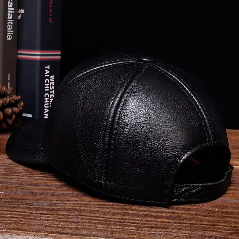 HL125 2021 Brand New Warm Real Cow Leather Hats Spring Free Shipping Baseball Cap