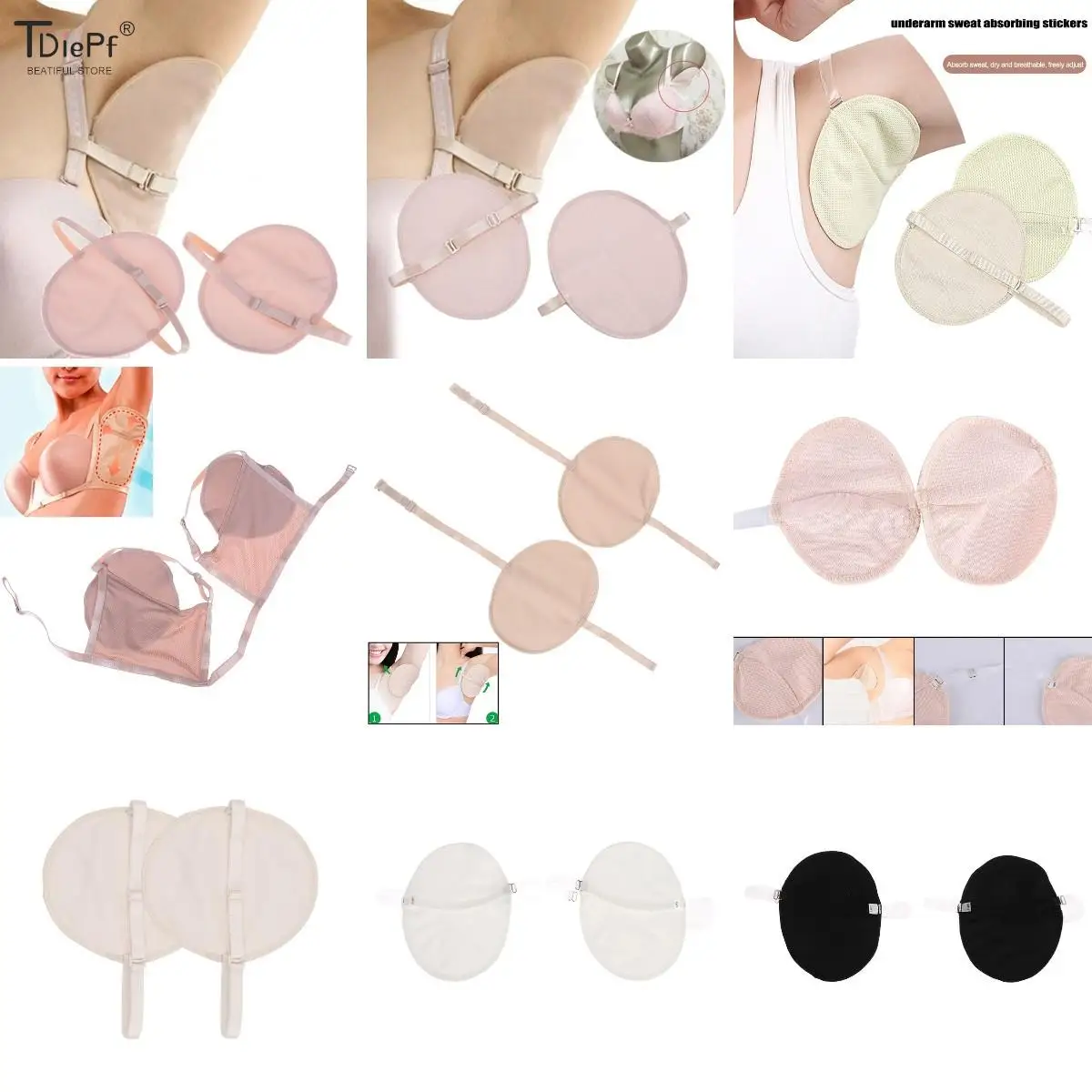 1Pair Women Underarm Armpit Sweat Pads Underarm Sweat Pads Gaskets Summer Reusable Deodorant Anti Perspiring Anti Transpirant