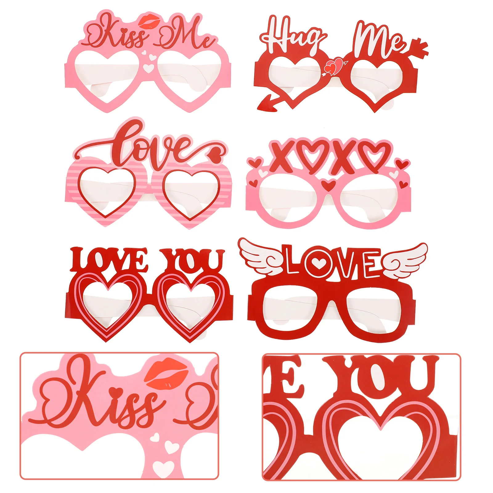 6 Pcs Valentine Glasses Party Supplies Eye Gift Fun Eyeglasses Women Paper Frames Decorations Bride