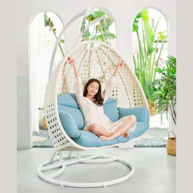 

Indoor hanging basket chair swing living room double cradle chair bedroom Internet celebrity rattan chair household lazy