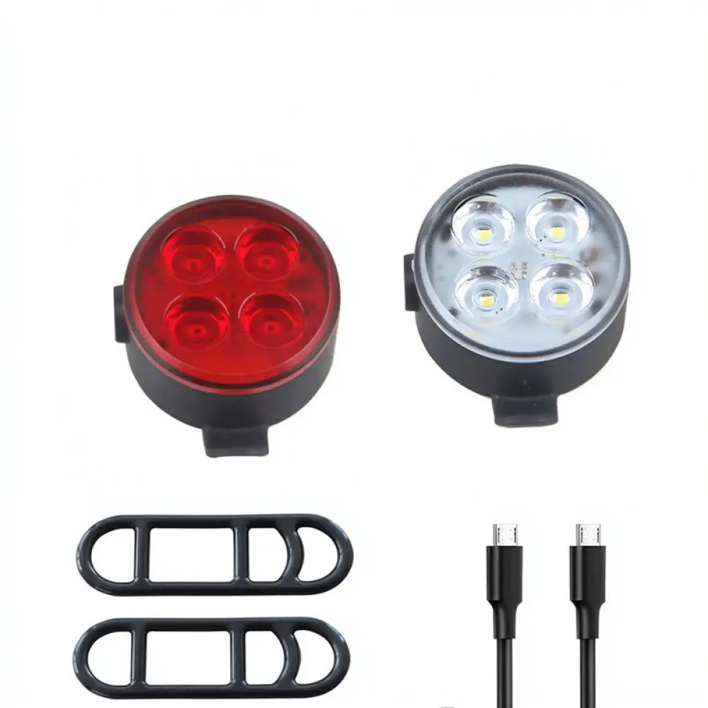 Safety Bicycle Front Rear Light Set USB Charging LED Warning Lamp For Mountain Road Bike Night Cycling Accessory