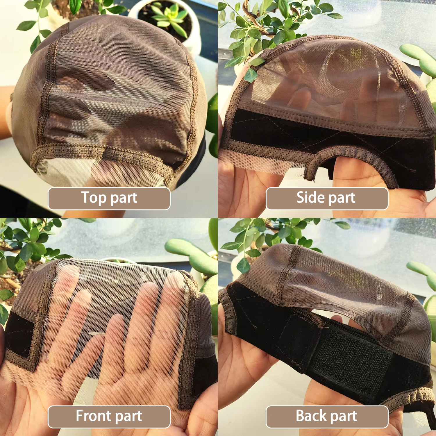 قبعة شعر مستعار مع شريط قبضة للحفاظ على الباروكات في مكان، دانتيل شفاف أكثر كاملة بعرض الغطاء للشعر المستعار من الدانتيل الأمامي