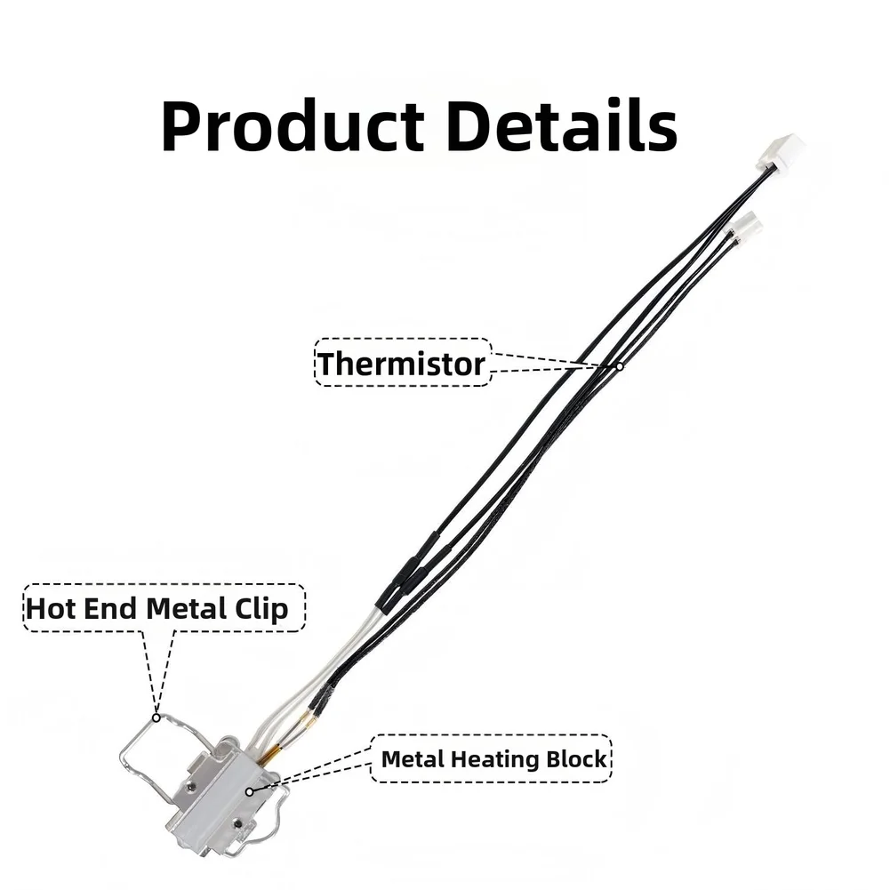 For Kobra X Hot End Integrated Heating Element with 300C Capability Snap Mount Design and Anti-Scald Cable Shield