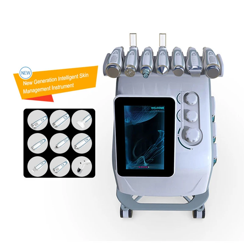 9 IN 1 RF High Quality Portable Face Machine Repair Deep Import Lift Oxygen Whitening and Moisturizing Small Bubble Skincare