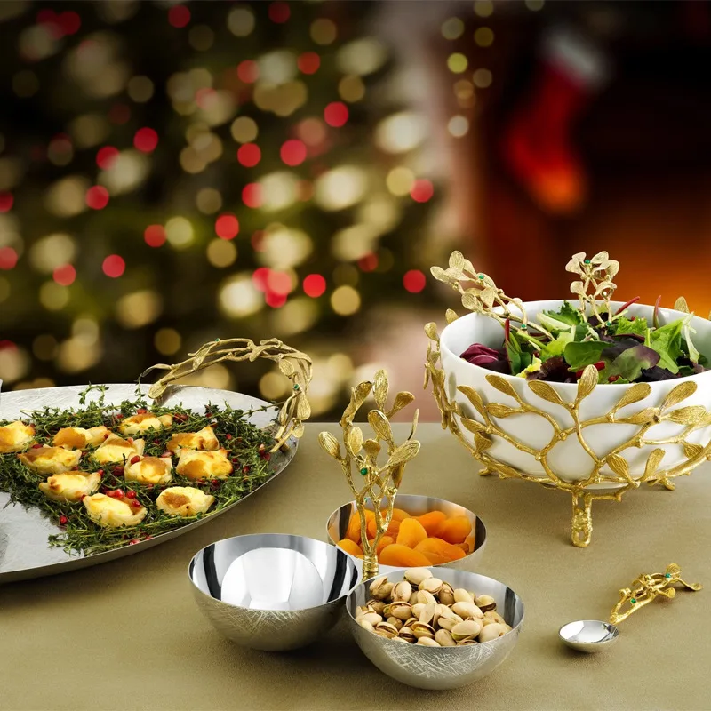 황금 은행나무 열매 접시 금속 창의적인 간식 접시 수제 고급스러움