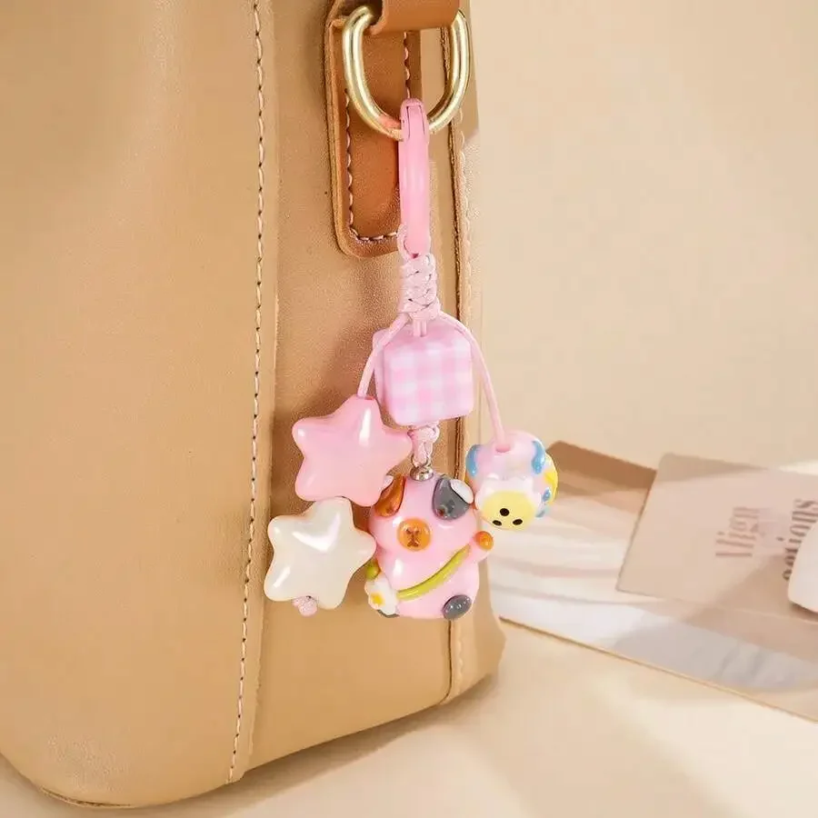 Cute Cartoon Keychain With Star Charm Otter Chick For Bag Phone Women Accessory