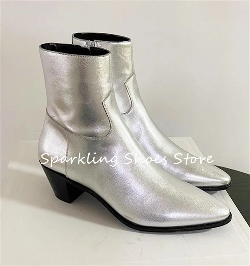 

Retro Handmade Genuine Leather Men's Chelsea Boots Pointed Toe Chunky Heel Heigh Increasing Boots Male Wedding Dress Shoes