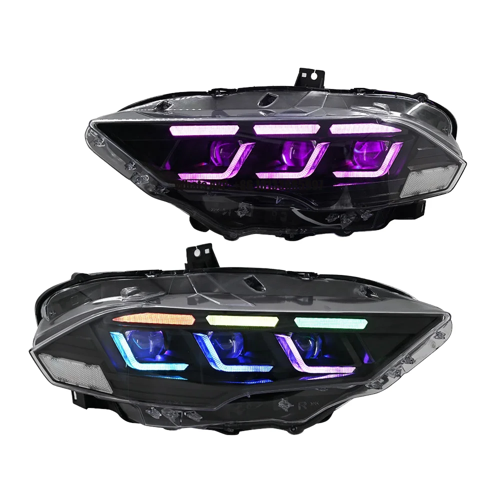 

Новый дизайн светодиодных фар RGB для Mustang 2015-2017 2018-2022, автомобильные аксессуары, передние фары, передняя лампа 12 В
