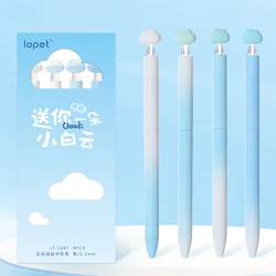 4PCS/Set Cloud Series Gel Pen Cute Rotate Gel Ink Pen Blue White Gradient Color Writing Pen 0.5MM Black Quick Dry Neutral Pen