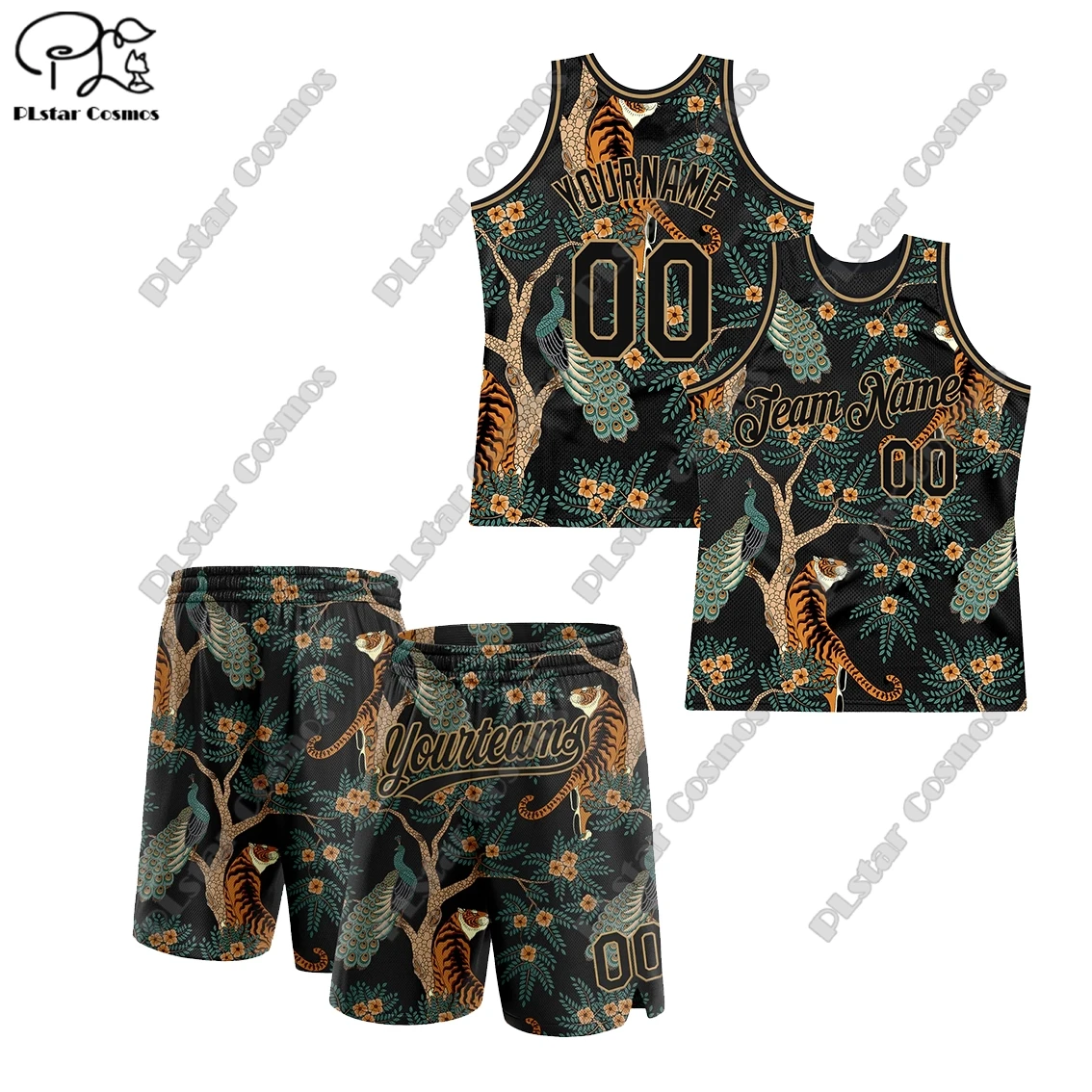 3D printing pattern custom name DIY logo team number basketball vest shorts suit retro breathable mesh summer Harajuku direct