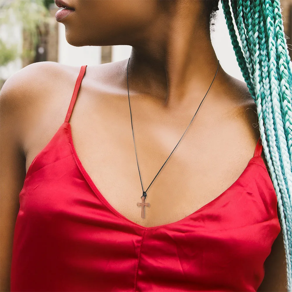 

Wooden Cross Pendant Car Decor Rearview Mirror Hanging Ornament Blessing Symbol Wooden Jewelry Necklace for Men