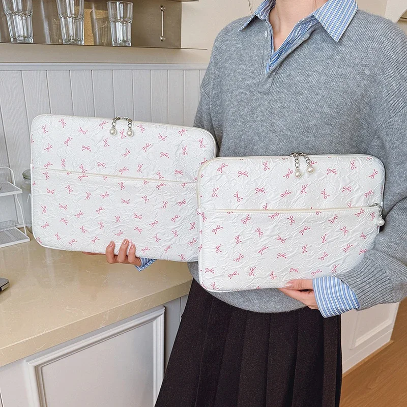 

13 15-дюймовый чехол для планшета для iPad Air 13 14-дюймовая сумка для ноутбука Корейская сумка для планшета Ins Bow с несколькими отделениями для хранения для Xiaomi