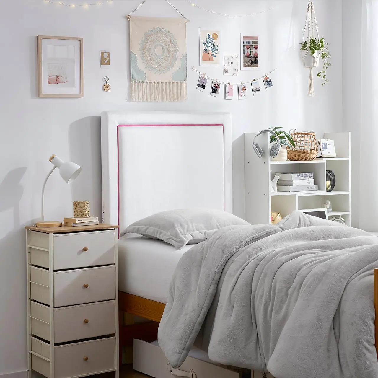 Left Side Outlet Headboard With Legs - Corded - Pink, Customized
