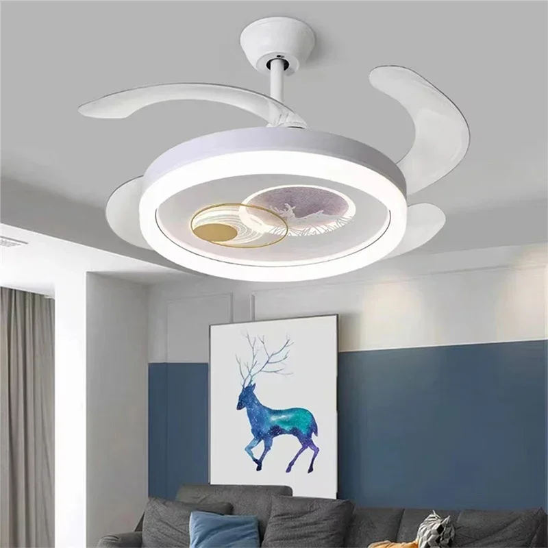 BERTH Nordic Children Stealth Fan Light LED Modern Living room Restaurant Bedroom Ceiling Fan Light Remote Electric Fan Light