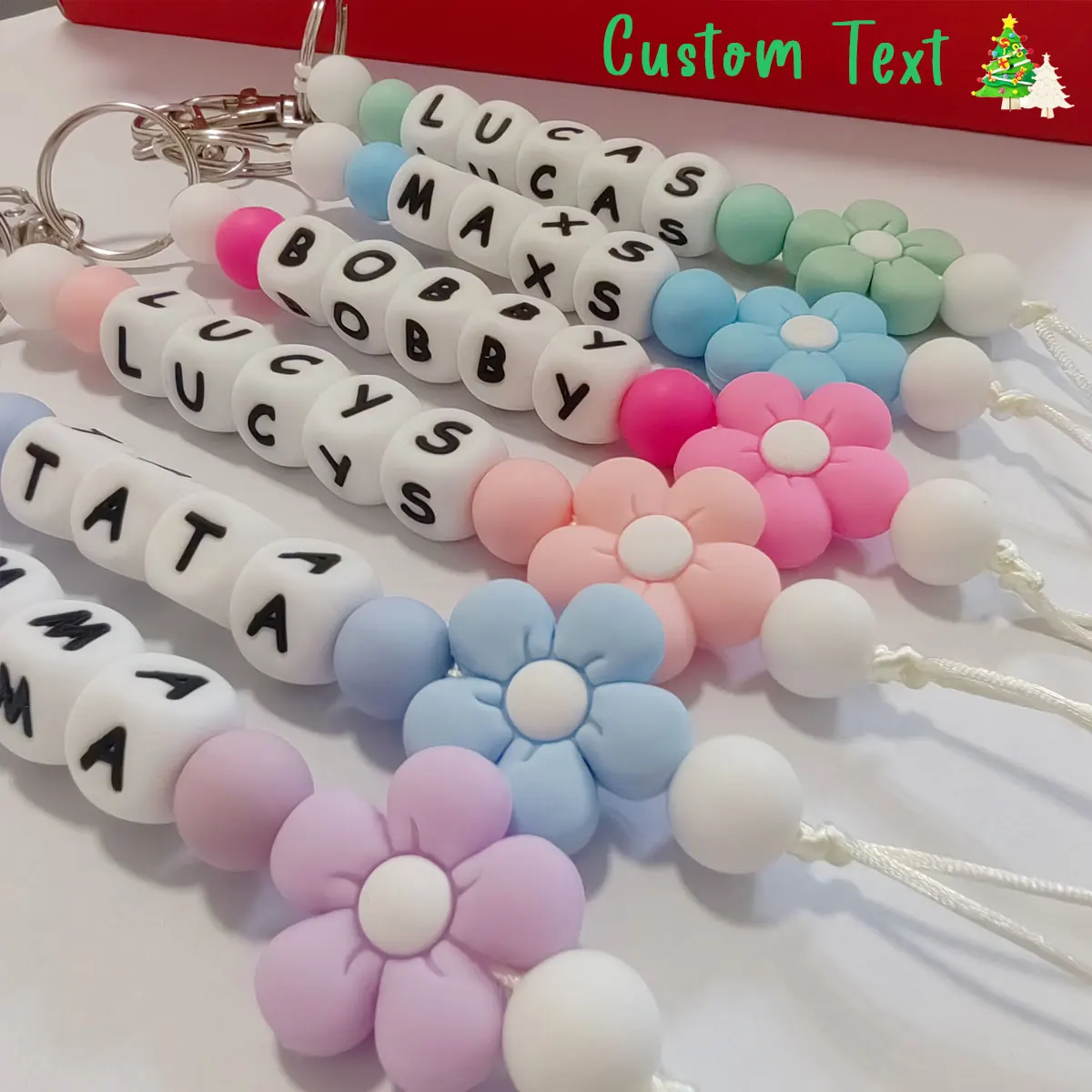 قطعة واحدة من سلسلة مفاتيح السيليكون على شكل زهرة مخصصة، سحر الحقيبة/الكوب، سلسلة مفاتيح مخصصة فريدة من نوعها، هدية عيد الحب/هدية عيد الميلاد