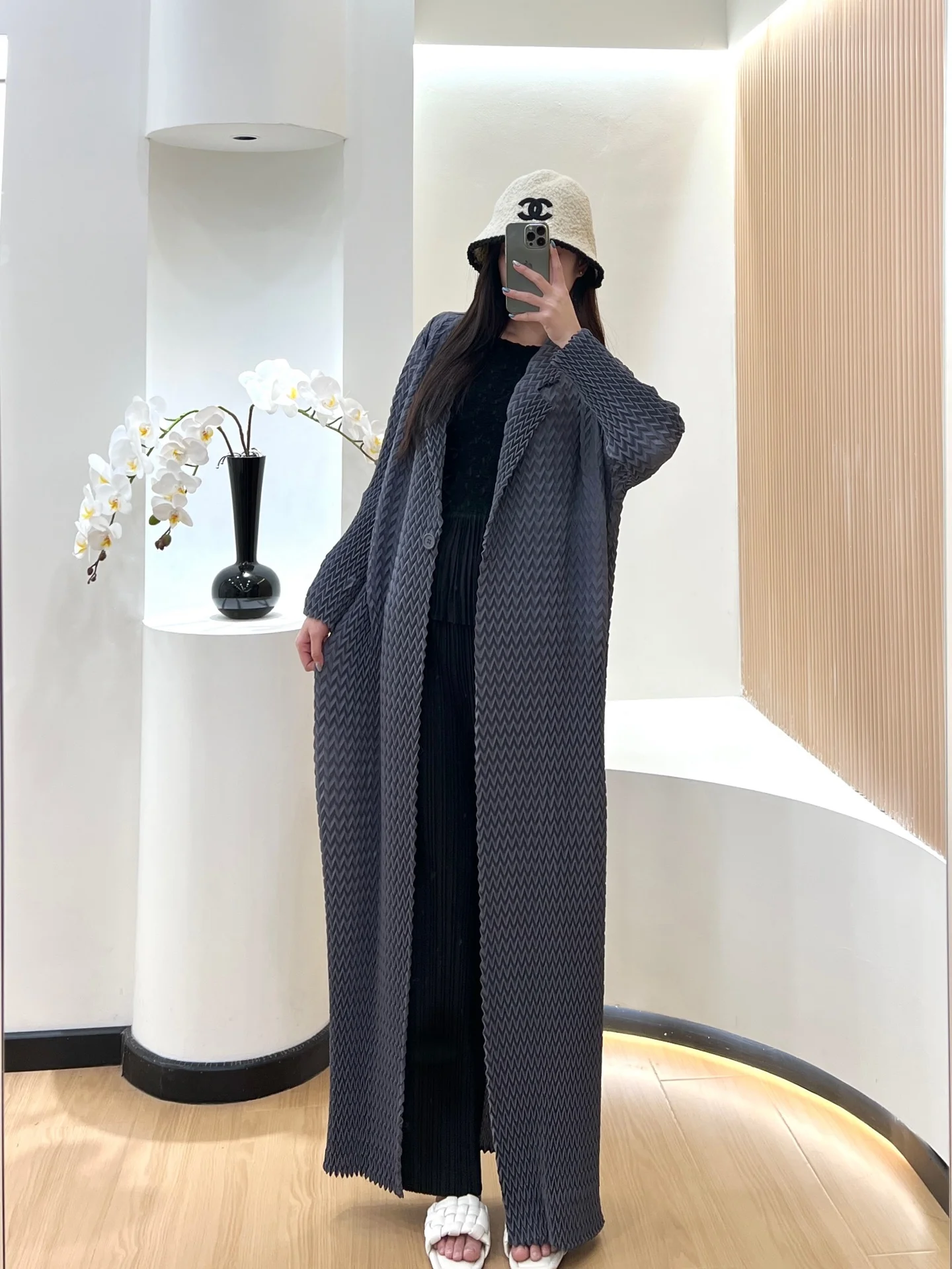 

Плиссированный однотонный пиджак Miyake, новинка весны 2024, пальто с длинными рукавами, накидка