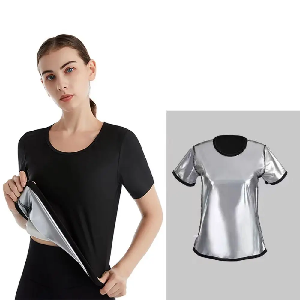 

Sweat-resistant Sweat Short Sleeve Fat Burning Compression Fit Shapewear Top Waist Trainer Reusable Sauna Sweat Shirt