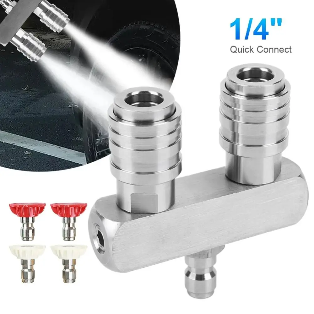 

Stainless Steel Pressure Washer Tip Quick Connector 4000 PSI Power Washer Nozzle High-Power 2-in-1 Design