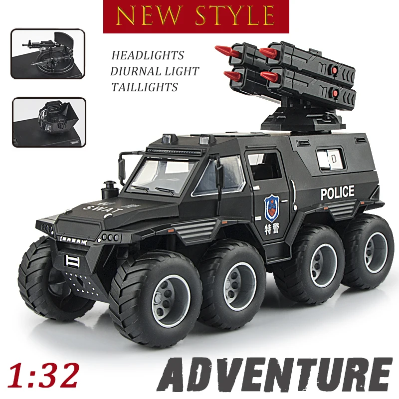 Shaman 1/32 Police Off-road Car Alloy Model Toys Simulation Metal Diecast collectibles removable Sound Light launched Toys Gift