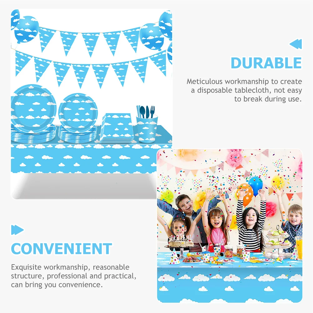 Buffet Disposable Blue Sky and White Clouds Tablecloth Baby Tablecloths Outdoor Fitted for Tables Plastic Decorative