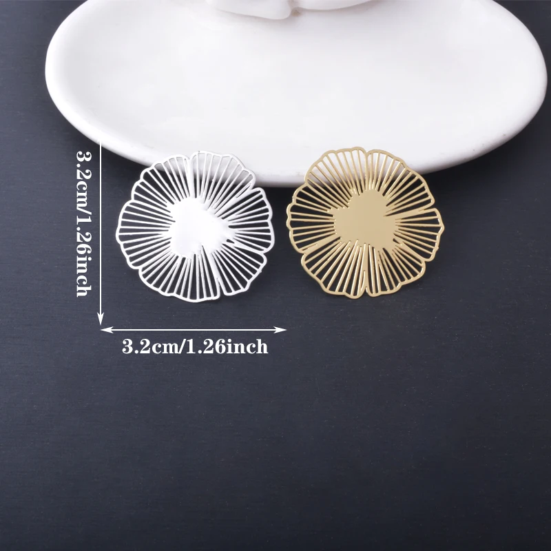 20 Stück AB8783 Messing-Schmuckblumen-Anhänger, bemalte Verbindungsstücke, DIY-Ohrring-Zubehör für Frauen – Detail 4