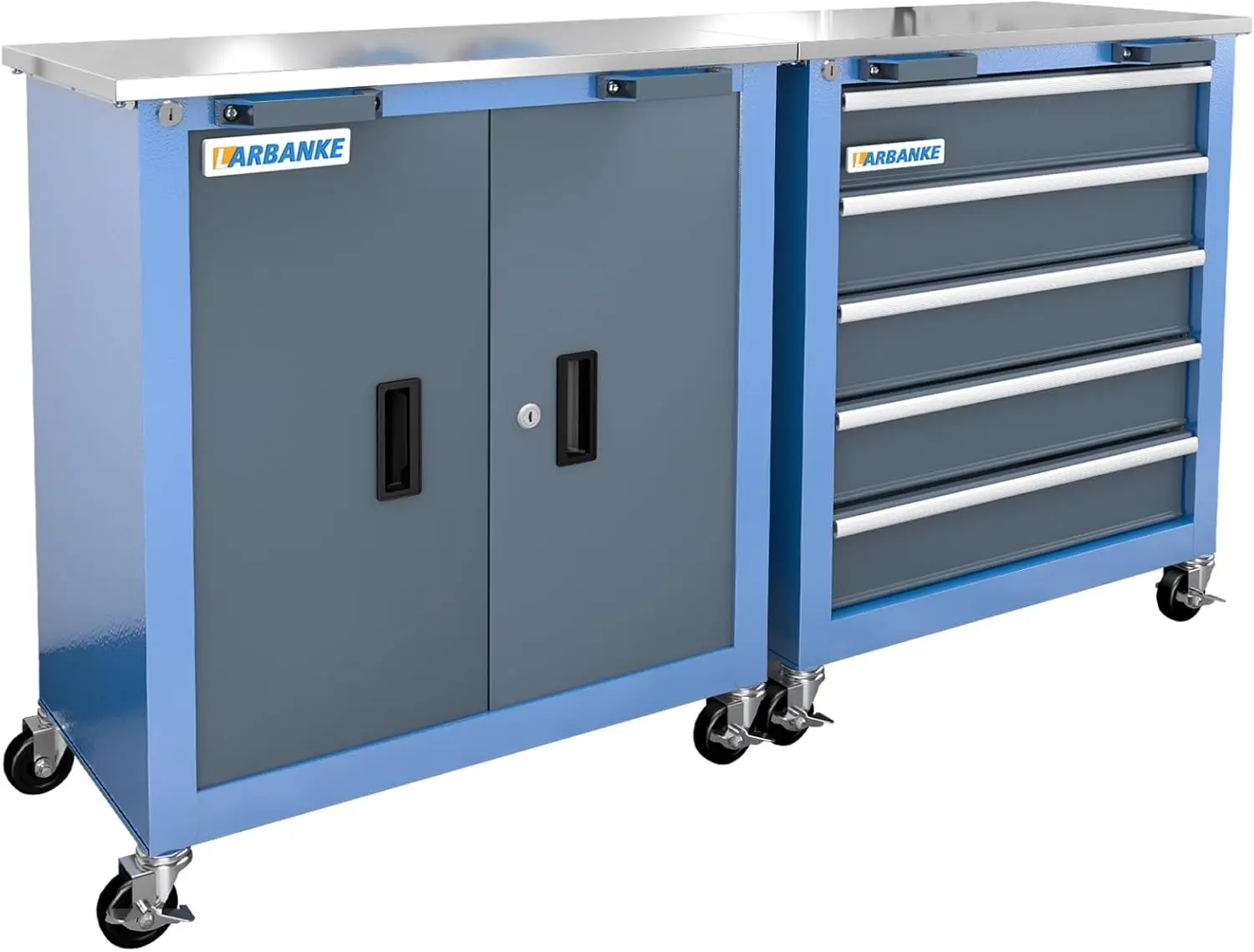 

Combination Tool Chest with Lock,5-Drawer/2 Door Tool Cabinet can be Interconnected,Rolling Tool