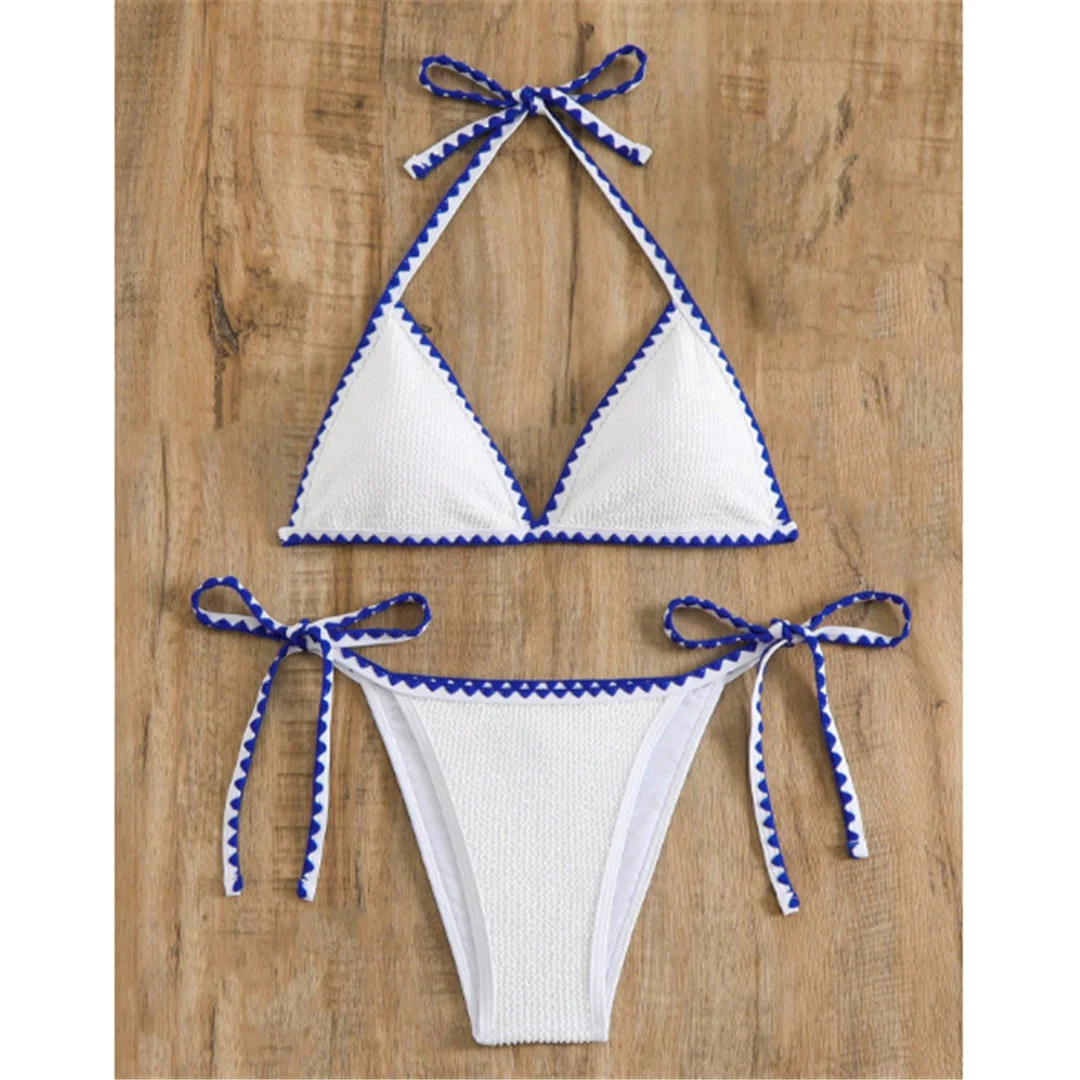 S - XL Sexy, geraffter, geraffter Neckholder-Bikini, Damen-Badebekleidung, zweiteiliges Bikini-Set, Damen-Badeanzug, Badebekleidung, Badeanzug, Schwimmbekleidung V6650 – Detail 6