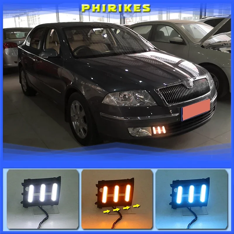 2PCs/set for Skoda Octavia A5 2007 2008 2009 Waterproof Daylight Car Styling Daylight Daytime Running Light Led Drl