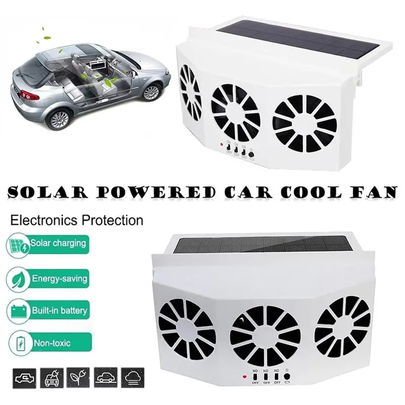 Solar-Powered Summer Vehicle Exhaust Fan,Car Purifier Cooling Amplifier Window Ventilation Radiator Fan-A91R