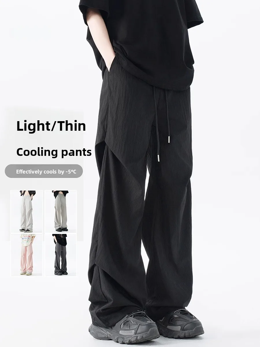 

American Sle Loose Fit Straight Leg Casual Pants Men's Spring Autumn Thin Qui Dry Workwear Trousers Large Size