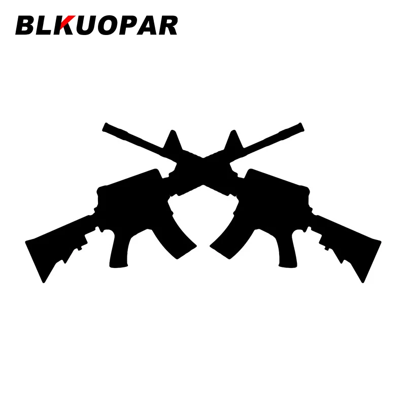 

BLKUOPAR Crossed Gun Weapons M4A1 Car Sticker Occlusion Scratch Personality Decal Bumper Windows Refrigerator Car Door Protector