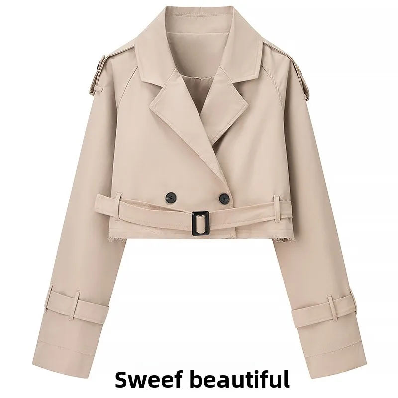

Casual Briti Sle Loose Long Sve Windbreaker Coat with Belt Women's Spring New Arrival Versatile Commute Straight Cut