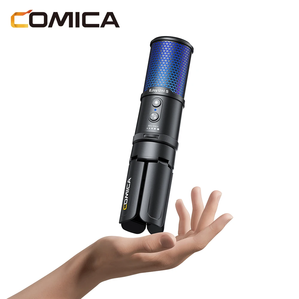 ميكروفون ألعاب COMICA Ejoy UNI S RGB مع حامل ثلاثي القوائم، وإلغاء الضوضاء للبث والتسجيل #6