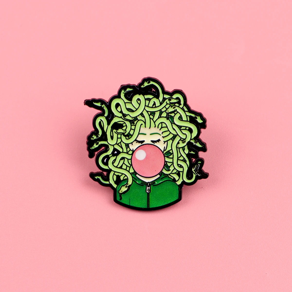 Grüne Schlangenhaar-Mädchen Emaille-Pins Cartoon-Figuren Brosche Anstecknadel Abzeichen für Rucksack Kleidung Accessoires Modeschmuck Geschenke